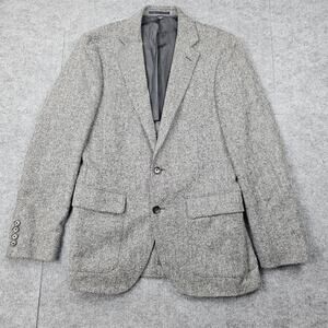 J Crew Ludlow Moon Wool Blazer Mens 36S Gray Herringbone Slim Sport Coat Preppy